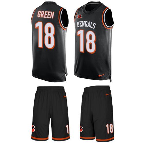 Nike Bengals #18 A.J. Green Black Team Color Men's Stitched NFL Limited Tank Top Suit Jersey - Click Image to Close